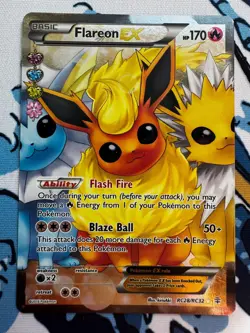 2016 Pokemon Generations Flareon EX Full Art Radiant Collection RC28 MP - Image 1