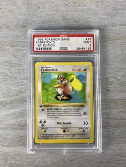 1999 (PSA 9 Mint) 1st Edition Farfetch'd Shadowless 27/102 PokÃ©mon Card. - Image 1