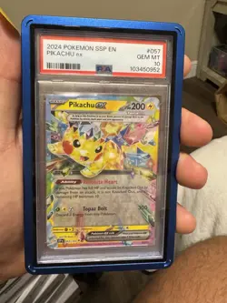 PSA 10 GEM MINT Pikachu ex Double Rare Holo Surging Sparks Pokemon 057/191 - Image 1