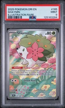 2025 POKEMON DRI EN-DESTINED RIVALS ILLUSTRATION RARE #185 SHAYMIN PSA 9 - Image 1