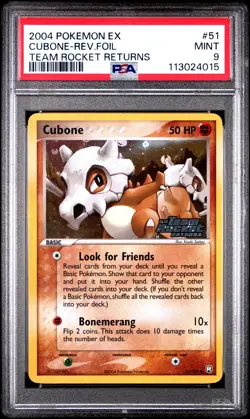 2004 POKEMON EX TEAM ROCKET RETURNS CUBONE #51 REVERSE PSA 9 MINT 113024015 - Image 1