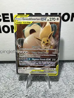 PokÃ©mon Card - Eevee & Snorlax GX 120/181 Sm-Team Up Holo NM - Image 1
