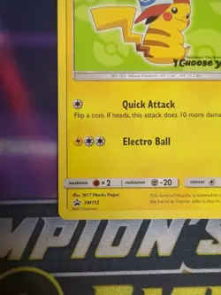 Pokemon TCG Ash's Pikachu SM112 Regular Black Star Promo Card - Image 4