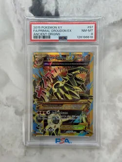 2015 POKEMON XY ANCIENT ORIGINS #97 FULL ART/PRIMAL GROUDON EX PSA 8 NEW CERT - Image 1