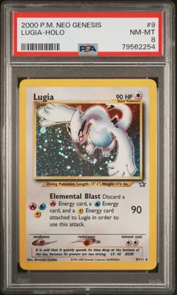 2000 Pokemon LUGIA 9/111 Neo Genesis - Unlimited Cosmos Holo Rare English PSA 8 - Image 2