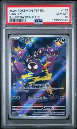 2024 POKEMON TEF EN-TEMPORAL FORCES ILLUSTRATION RARE #177 GASTLY PSA 10 - Image 1