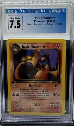 Pokemon Team Rocket 2000 1st Edition Dark Charizard 21/82 CGC 7.5 - Image 1