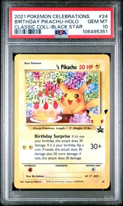 PSA 10 Birthday Pikachu #24 Pokemon Celebrations Holo  - Image 1