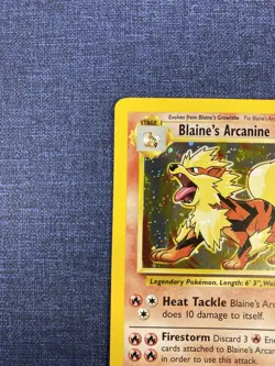 2000 Pokemon Gym Challenge Blaineâ€™s Arcanine Holo Rare 1/132 with Swirl - Image 4