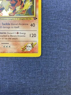 2000 Pokemon Gym Challenge Blaineâ€™s Arcanine Holo Rare 1/132 with Swirl - Image 6