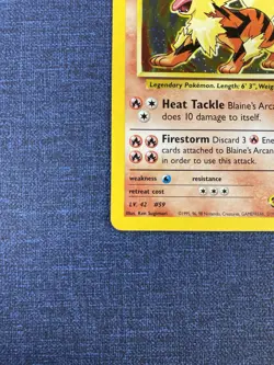 2000 Pokemon Gym Challenge Blaineâ€™s Arcanine Holo Rare 1/132 with Swirl - Image 7