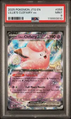 2025 Pokemon Journey Together EN Lillie's Clefairy ex PSA 9 MINT 056 DOUBLE RARE - Image 1