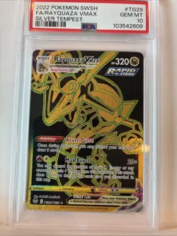 2022 POKEMON SWORD & SHIELD SILVER TEMPEST #TG29 FULL ART/RAYQUAZA VMAX PSA 10 - Image 2