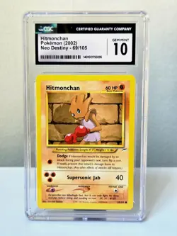 2002 Hitmonchan 69/105 Neo Destiny CGC 10 GEM MINT -Unlimited - Pokemon Card - Image 1