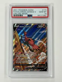 Zapdos V #174 PSA 10 Chilling Reign Pokemon - Image 1
