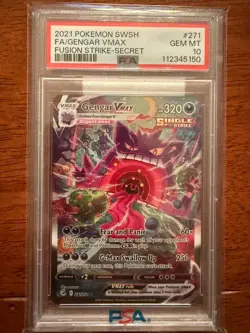 2021 Pokemon SWSH FA Gengar VMAX Secret Fusion Strike #271 PSA 10 Gem Mint - Image 1