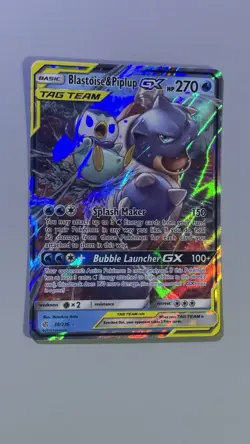 Blastoise & Piplup GX 38/236 Sun Moon Cosmic Eclipse Tag Team Pokemon Card LP+ - Image 2