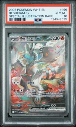 2025 POKEMON WHT EN-WHITE FLARE SPECIAL ILLUSTRATION RARE RESHIRAM EX PSA 10 - Image 1