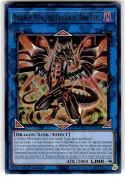 YuGiOh Darkness Metal, the Dragon of Dark Steel BLC1-EN044 1st Silver Ultra Rare - Image 1
