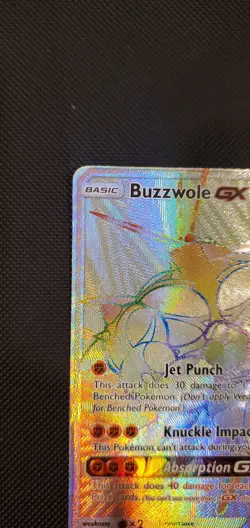 Buzzwole GX 115/111 Crimson Invasion Rainbow Secret Rare Holo Pokemon Card - Image 2