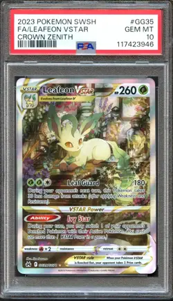 Leafeon VSTAR GG35/GG70 Crown Zenith Galarian Gallery PSA 10 GM Pokemon Card - Image 1