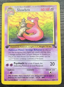 1st Edition Slowbro 43/62 Pokemon TCG WOTC Base Set Fossil LP - Image 1