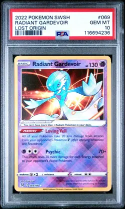 2022 POKEMON SWORD & SHIELD LOST ORIGIN #069 RADIANT GARDEVOIR PSA 10 - Image 1