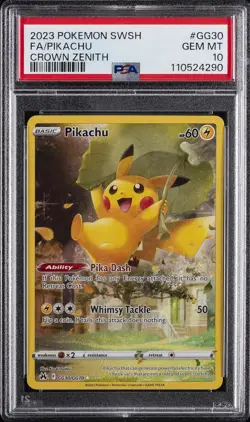 2023 POKEMON SWORD & SHIELD CROWN ZENITH #GG30 FULL ART/PIKACHU PSA 10 - Image 1