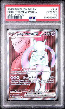 Team Rockets Mewtwo EX Ultra Rare Card 213/182 PSA 10 Pokemon TCG English - Image 1