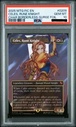 Celes, Rune Knight Commander Borderless (Surge Foil): Final Fantasy MTG PSA 10 - Image 1