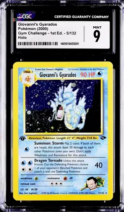 Pokemon Giovanni's Gyarados Gym Challenge 1st Edition Holo Rare #5 CGC 9 Mint - Image 1