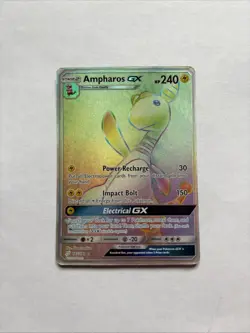 PokÃ©mon Ampharos GX Team Up 185/181 Secret Rare SM Rainbow Holo Card Near Mint - Image 1