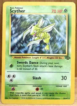 Scyther Pokemon TCG Jungle Set Unlimited 1999 26/64 Non-Holo Rare LP - Image 1