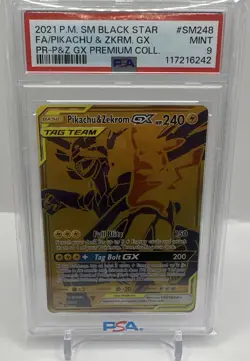 2021 Pokemon SM Black Star Promo Premium Coll #SM248 Pikachu Zekrom GX FA PSA 9 - Image 1