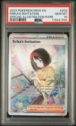 2023 POKEMON MEW EN-151 SPECIAL ILLUSTRATION RARE #203 ERIKA'S INVITATION PSA 10 - Image 1