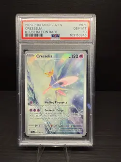 PSA 10 GEM MINT Cresselia 071/064 Shrouded Fable IR Holo Pokemon Card - Image 1