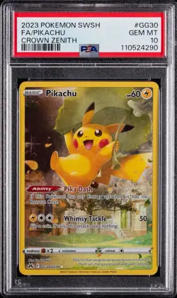2023 POKEMON SWORD & SHIELD CROWN ZENITH #GG30 FULL ART/PIKACHU PSA 10 - Image 1
