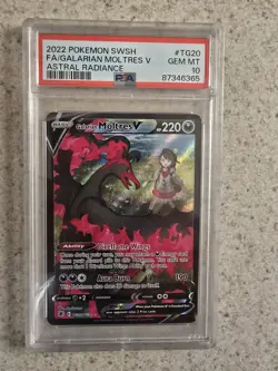 2022 Pokemon Galarian Moltres V TG20/TG30 Astral Radiance  PSA 10 Gem mt - Image 1