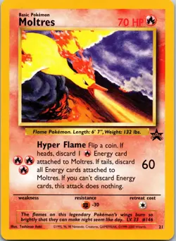 Pokemon TCG Moltres Black Star Promo 21 WOTC 2000 Vintage Pokemon NM - Image 1
