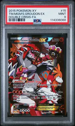 2015 Pokemon Team Magma's Groudon EX Double Crisis Full Art Rare #15 PSA 9 Mint - Image 1