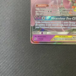 Mewtwo & Mew GX 71/236 Tag Team Ultra Rare Unified Minds Pokemon Card NM - Image 2