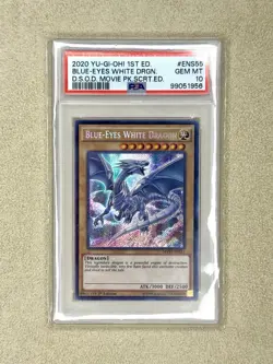 2020 YU-GI-OH! 1ST ED. BLUE-EYES WHITE DRAGON D.S.O.D. MOVIE PK.SCRT.ED. PSA 10 - Image 1