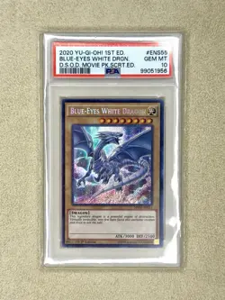 2020 YU-GI-OH! 1ST ED. BLUE-EYES WHITE DRAGON D.S.O.D. MOVIE PK.SCRT.ED. PSA 10 - Image 3