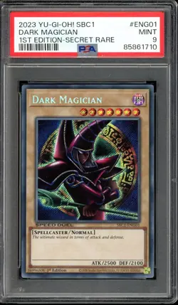 Dark Magician Secret Rare SBC1-ENG01 1st Edition Yu-Gi-Oh Card PSA 9 - Image 1