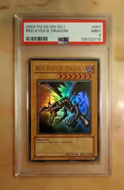 Yu-Gi-Oh 2003 Red-Eyes Black Dragon PSA 9 MINT SDJ-001 Unlimited Ultra Rare! - Image 1