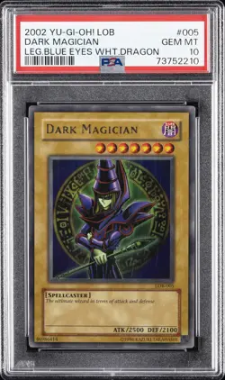 2002 YU-GI-OH! LOB-LEGEND OF BLUE EYES WHITE DRAGON #005 DARK MAGICIAN PSA 10 - Image 3