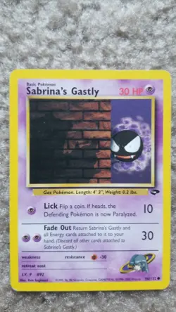 Pokemon Gym Challenge TCG Sabrina's Gastly 96/132 Common MP Medium Played - Image 1