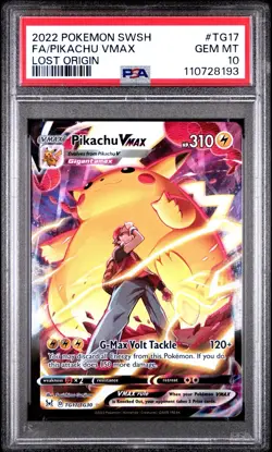 PSA 10 GEM MINT PIKACHU VMAX TG17/TG30 FULL ART LOST ORIGIN POKEMON CARD - Image 1