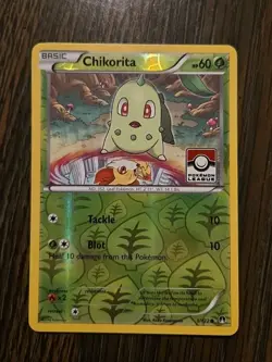 CHIKORITA REVERSE HOLO POKEMON CARD 1/122 LEAGUE PROMO BREAKPOINT NEVER PLYD NM- - Image 1