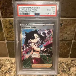 2022 POKEMON SWORD & SHIELD BRILLIANT STARS #171 FULL ART/MARNIE'S PRIDE PSA 10 - Image 1